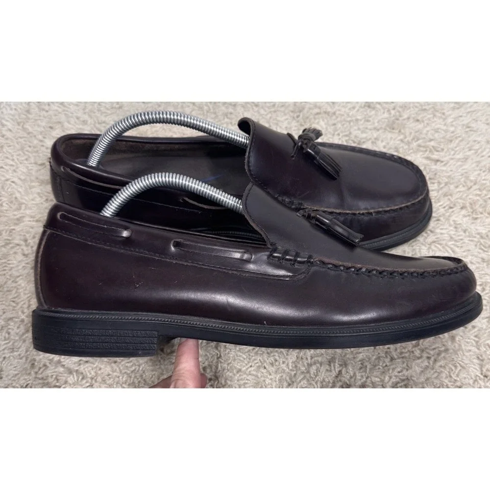 Rockport Burgundy Leather Whitlaw Tassel Loafers Men's 11 Slip On Comfort Career